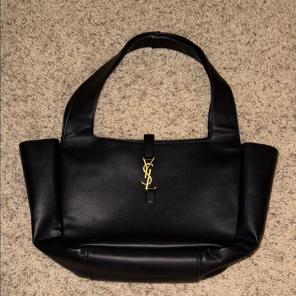 YSL Black Leather Tote Bag